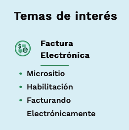 Tarjeta "Temas de interés - Factura Electrónica" del portal de la DIAN con la opción Habilitación