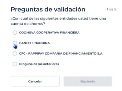 Ejemplo de pregunta de validación de identidad en GSE